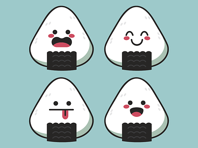 Onigiri Faces emoji food food icon food illustration icon illustration illustrator onigiri rice ball vector