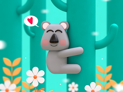 Tree Hugger 3d bear character character design cute design graphic design illustration koala