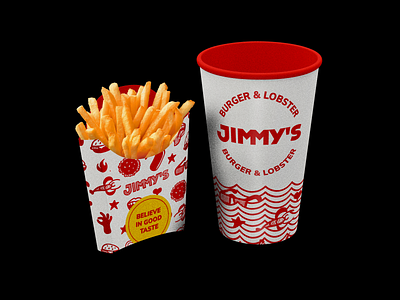 Jimmy's - Burger & lobster (4) behance brand branding design dribbble food illustration logo logotype red visual design visual identity