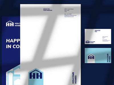 Holcomb Homes logo & brand identity behance blue brand branding design dribbble home logo logotype real estate realestate vector visual identity