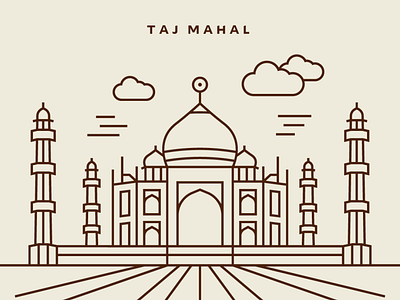 TAJ MAHAL - Line illustration design dribbble graphic design illustration india line place trademark vector