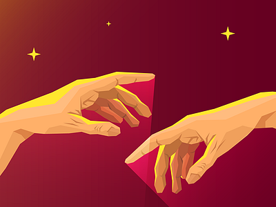 Magic dribbble hand illustration magic night stars touch