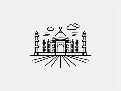 Taj Mahal (Line the place) behance dribbble icon illustration india line logo portfolio project work