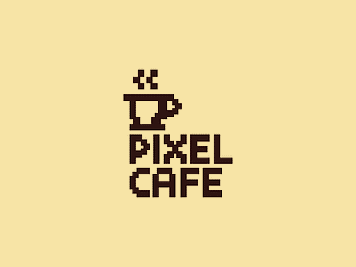 Pixel cafe branding brown cafe coffe dribbble logo logotype pixel type vector