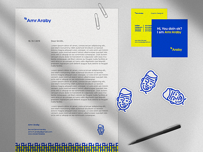 AmrAraby - Branding behance behance project blue brand brand identity branding design dribbble illustration line logo logotype selfbranding yellow