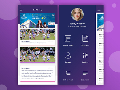 Spuffs blue creative management purple school system ui ux