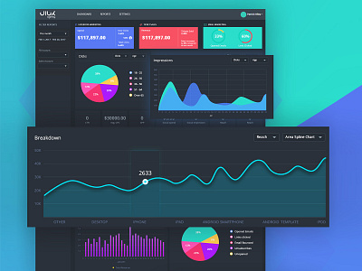 Social Media Reporting Dark & Light Theme creative design illustration management report design ui ux