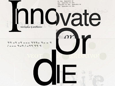 Innovate Or Die bw collage die poster text type