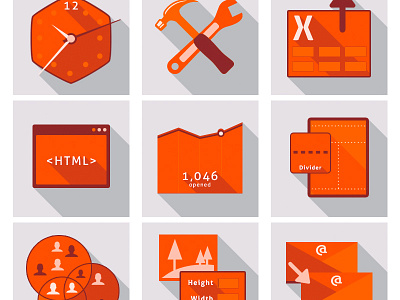 Orange Icons design flat icons orange template web