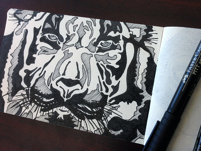 Big Cat big cat bw drawing ink roar tiger