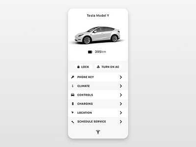 Daily UI 034 - Car UI car carkey key model y smartphone app tesla