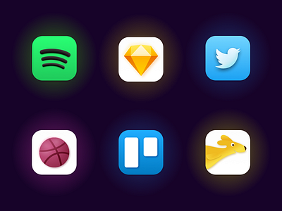 Daily UI 55 - Icon Set big sur dribbble icon set logo neumorphic sketch spotify trello twitter