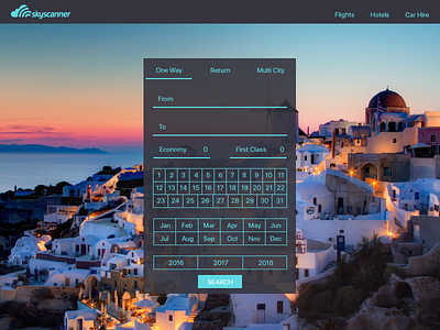 Daily UI 003 - Landing Page 003 above the fold dailyui flight santorini skyscanner