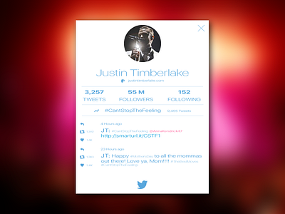 Daily UI 006 - User Profile 006 justin timberlake twitter user profile