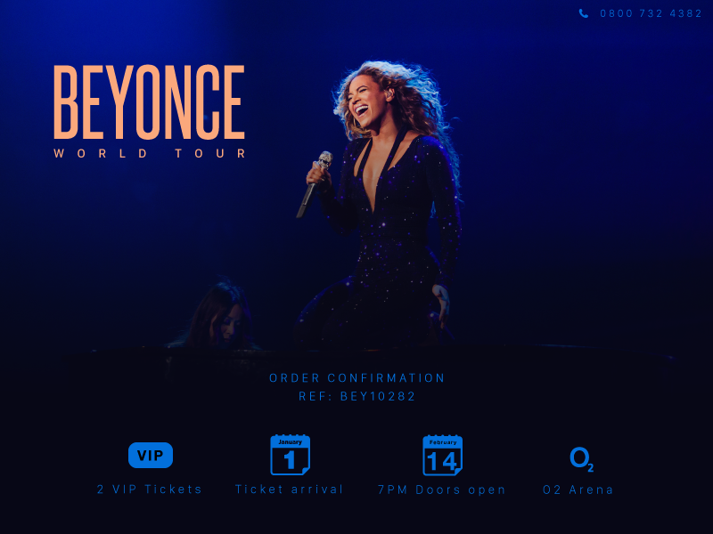 Daily UI 017 - Email Confirmation email confirmation ticket concert beyonce