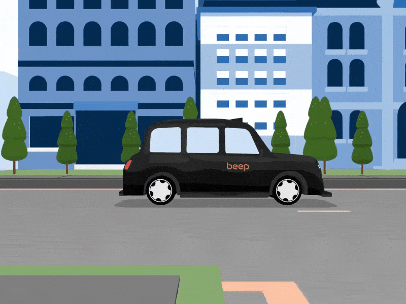 Beep Taxi - Shot no. 1 2d animation 3d animation animation illustraion motion graphic promotional design taxi