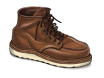 Red Wing 1907 Moc Toe Boot 1907 boot hand drawn illustration procreate product illustration red wing boots red wings sketch