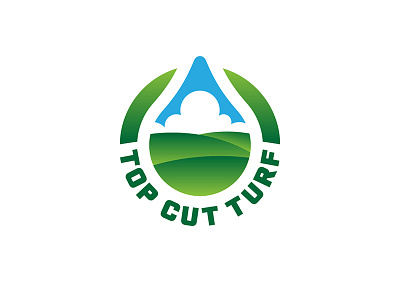 Top Cut Turf brand branding drop grass identity lawn care liquid logo sky turf