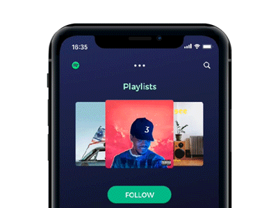 Spotify app menu concept Iphone X