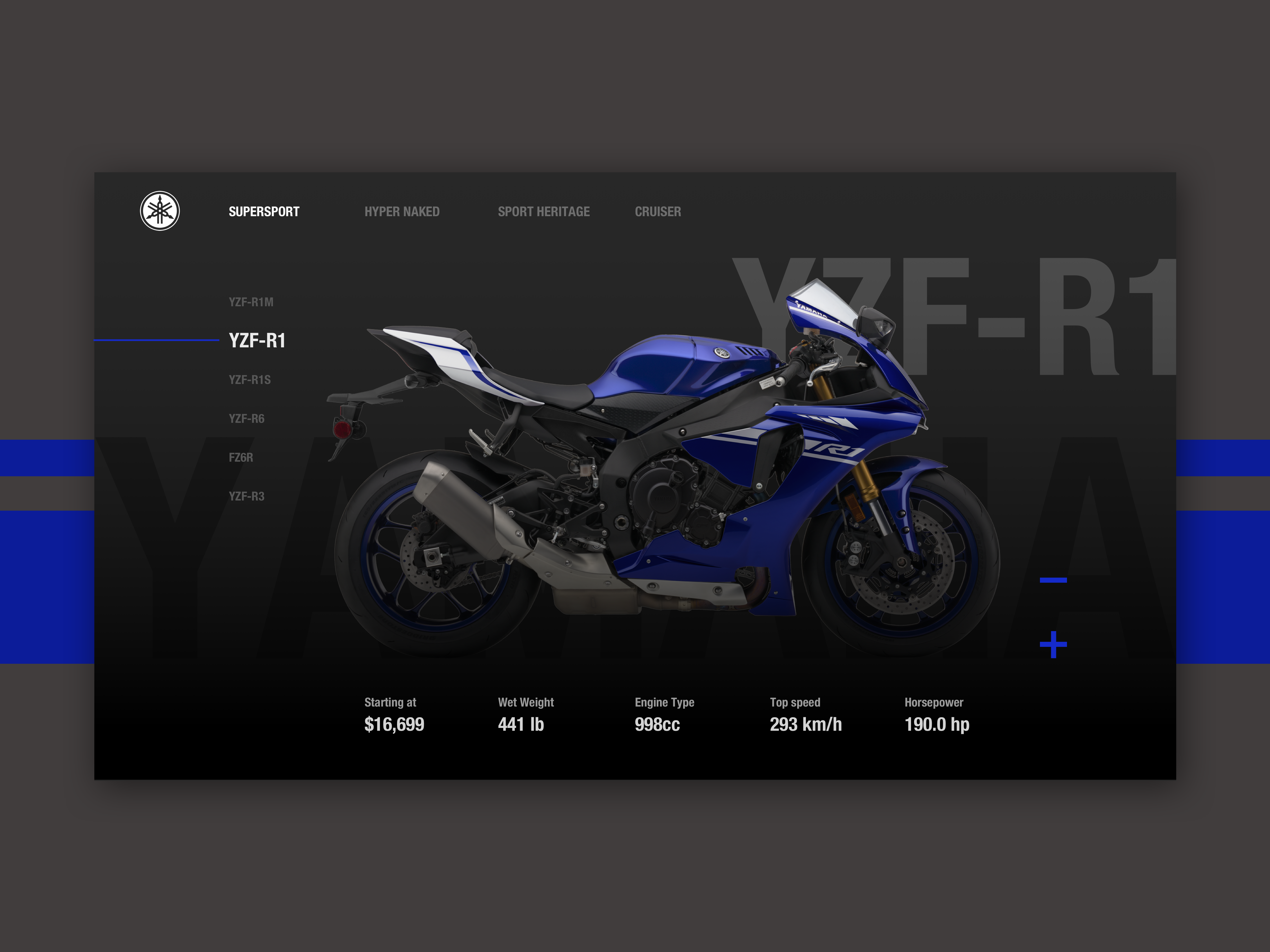 Yamaha Motorcycle Website UI.