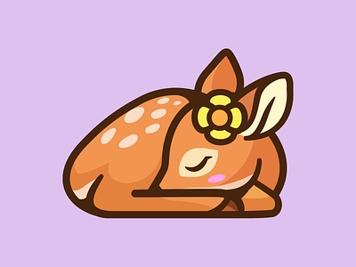 Little Deer identity character mascot illustration love cute little deer logo nature animal flower sleeping sleep lazy