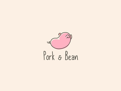 Pork & Bean bean illustration logo pork