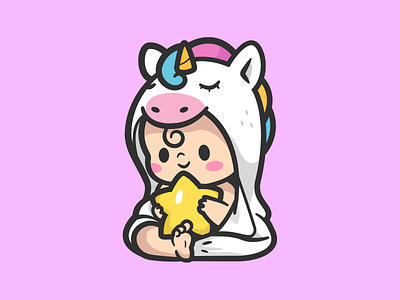 Nanny EQ awareness support cute baby unicorn fun star smile happy icon kids emotional nanny logo brand