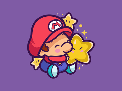 Baby Mario ✨⭐️ logo game nintendo love star baby mario retro gamer smile cute sketch fun gamers super snes character
