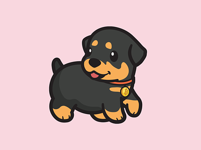 Little Thor cute happy friendly ethereal cryptocurrency project identity branding animal illustration money digital mascot crypto bitcoin rottweiler dog logo