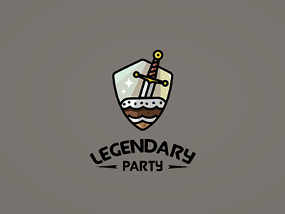 Legendary Party cake icon illustration legendary logo party sword