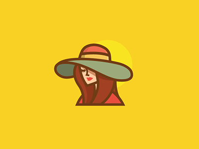 Girl beach beauty fashion girl icon illustration logo sun woman