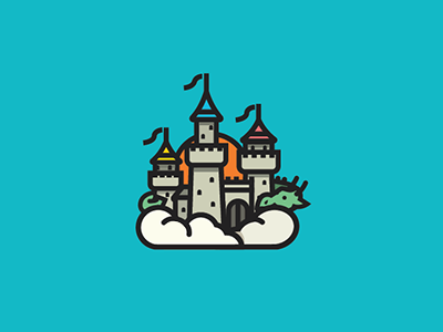 Fantasy Castle book castle dragon editorial illustration kids logo