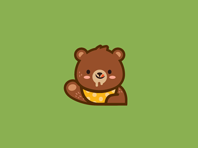 Hungry Little Bear baby bear child cute food icon logo smile