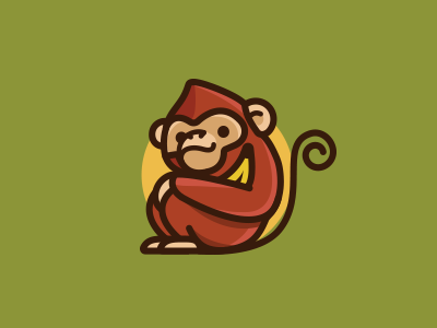 Epitome Rev 1 illustration outline banana identity cute animal logo icon monkey