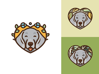 Weimaraner.io blog animal pet cute mark brand leaves colorful happy logo identity illustration lover concept idea weimaraner dog love