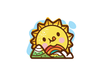 Sunshine & Lollipops baby logo illustration mark goods identity playful rainbow mountains cute symbol colorful happy