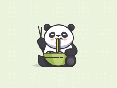 Panda cute noodle hungry fun funny identity character gif happy brand icon mark animated enjoy panda logo animal