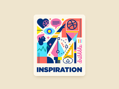 Inspiration ball geometric player inspiration colorful playoff learning tool like comment view love mule icon vector fun sticker illustration logo