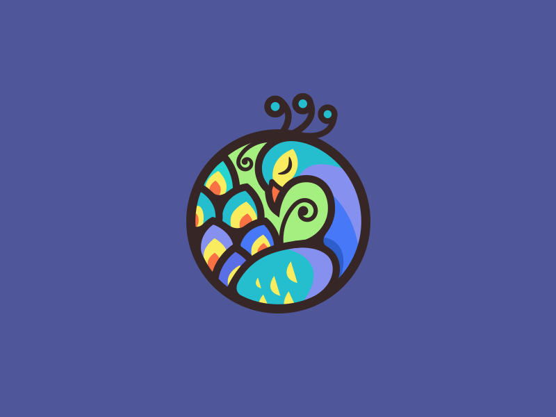 Peacock nature cute art peacock animal colorful icon mark brand logo illustration branding