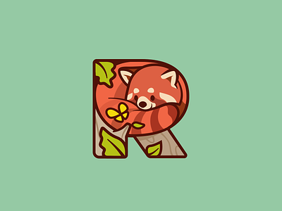 Red Panda cute smile icon mark branding illustration mascot nature animal character happy red panda logo