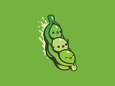 Peapods branding green character mascot cute illustration logo outline cartoon brand peapods peas fun smile joyful
