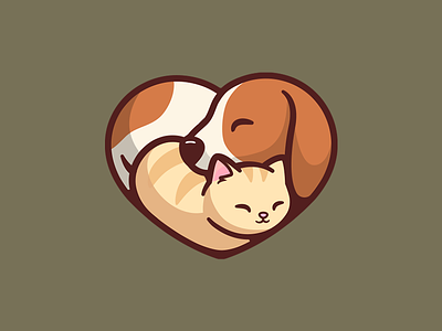 PetPals app home love dog cat adopt heart shape icon logo illustration brand web service cute