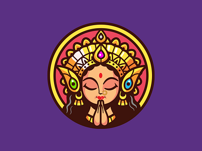 Dharma Academy branding identity durga goddess icon india life lessons strength logo illustration school online brand teach
