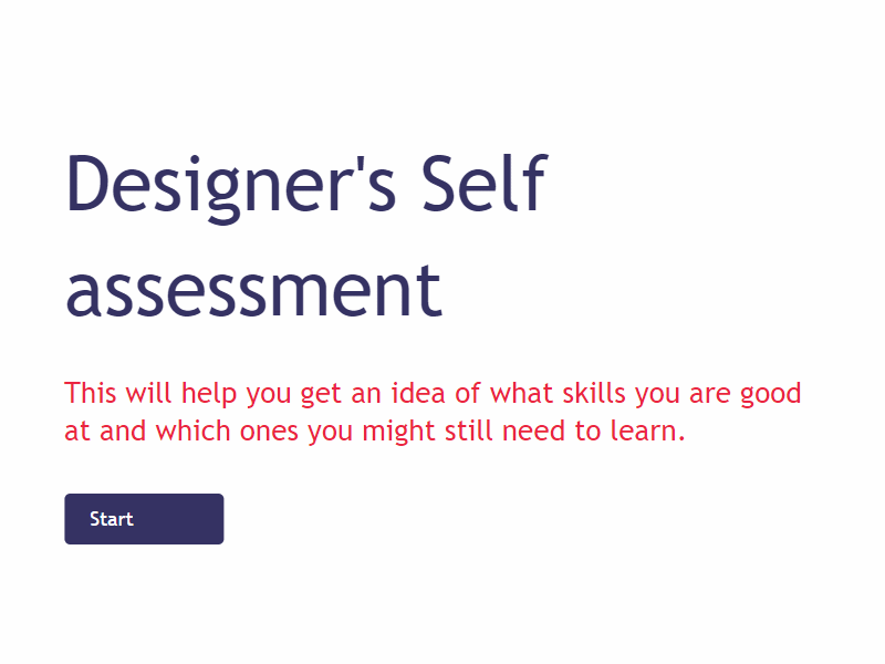 Designer's self assessment tool