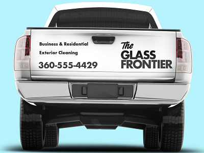 Logo display for exterior cleaning company. branding branding design business company glass glass frontier logo design mockup pickup vehicle wrap window cleaning