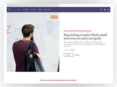 New landing page for the Compass of Design Community branding agency browser community font landing page typeface typography ui ux web web design website