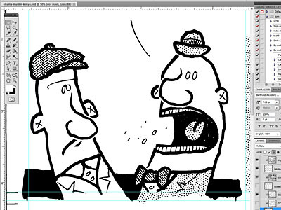 The Optimist: In-progress adobe cartoon comic grayscale halftone indie indy ink optimist pappalardo pen photoshop sharpie strip webcomic