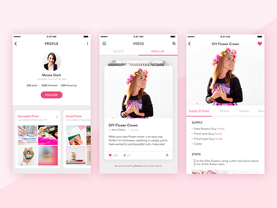 DIY / Craft App app craft diy girl interface ios mobile app ui