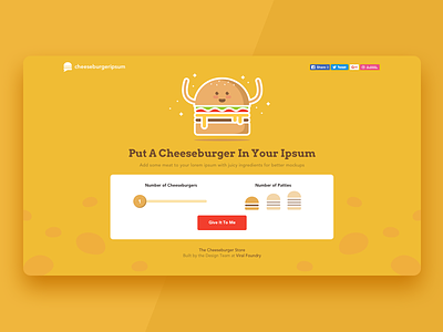 Sink your teeth into these buns with Cheeseburger Ipsum cheeseburger illustration lorem ipsum ui user interface ux website yellow