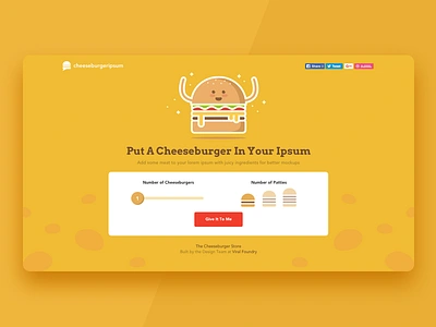 Sink your teeth into these buns with Cheeseburger Ipsum cheeseburger illustration lorem ipsum ui user interface ux website yellow